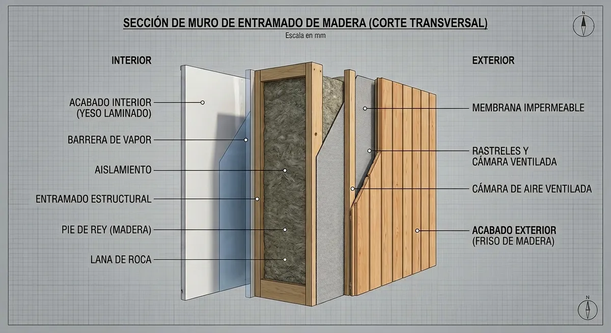 Estructura de pared de casa modular CasaModul